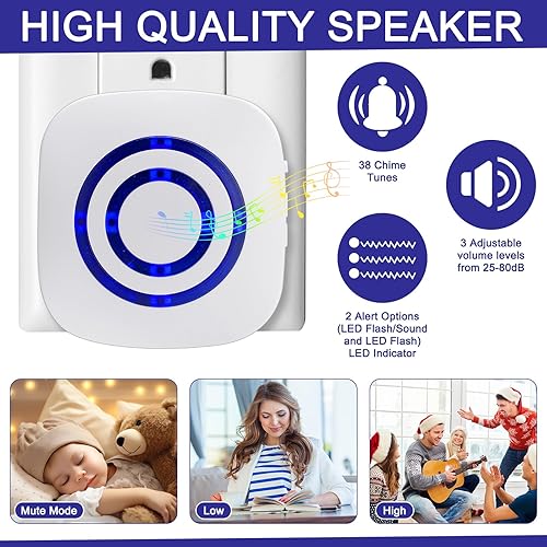 Miniatura 4 de Mimorou Alarma con sensor de movimiento, alarma inalámbrica, detector de movimiento para interiores, hogar, sistema de monitor de alerta de