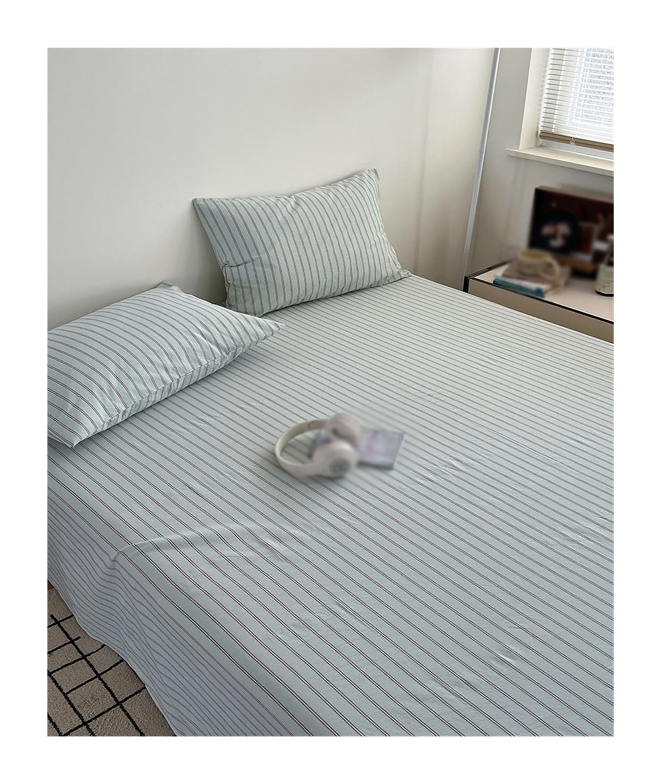 Drap plat en coton lavé vert 200x230cm | Fini le linge de lit rêche