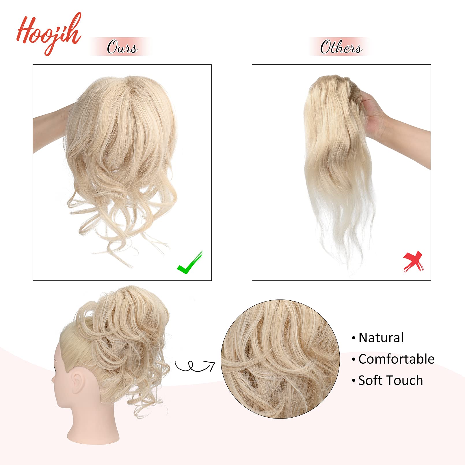 Messy Bun Hair Piece, Long Tousled Wave Bun HOOJIH 1PCS Big 