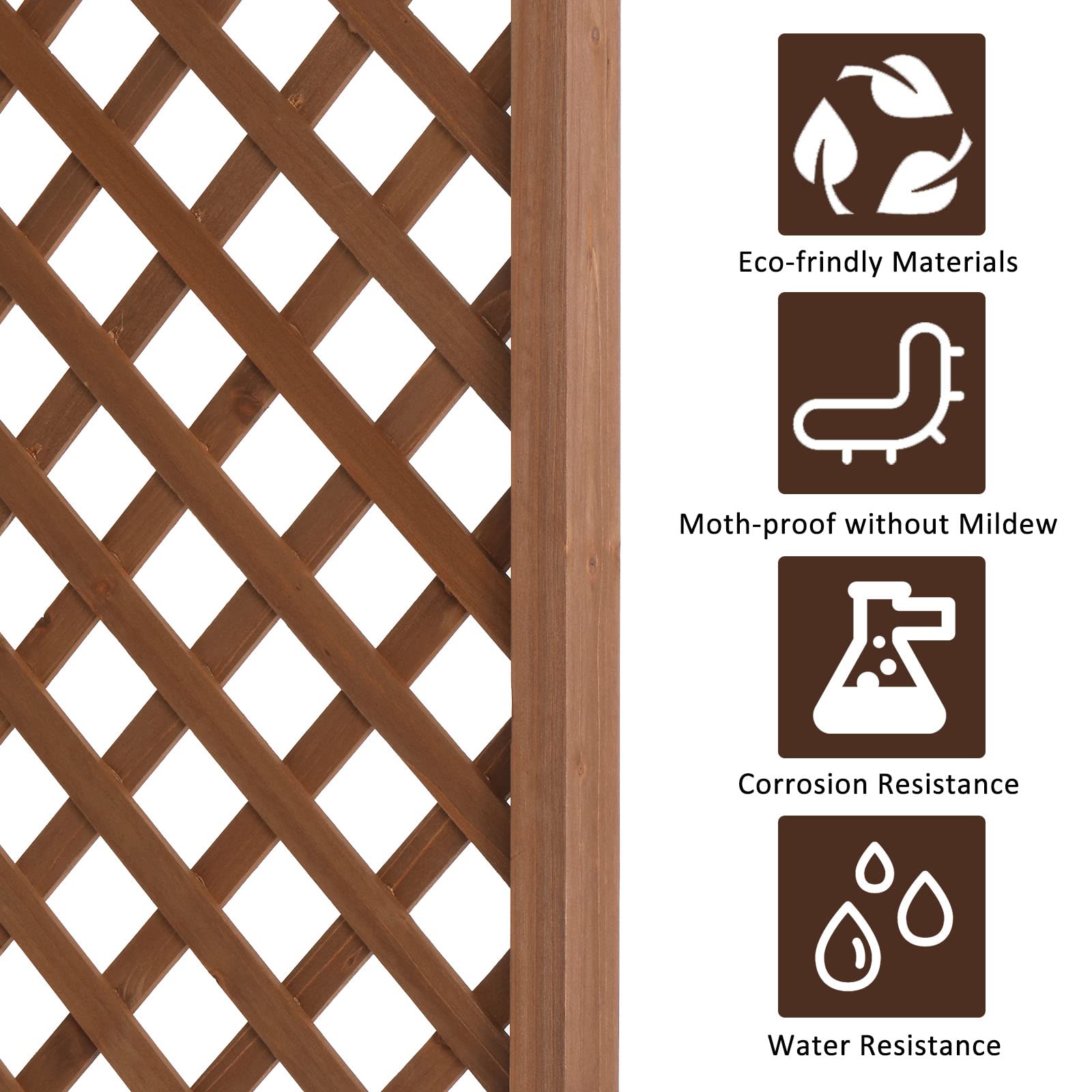 Bonnlo Rosenbogen Holz mit Rankgitter, Flachdach,Stabil und Wetterfest, Speziell für kletternde Pflanzen,Hochzeit&Dekoration für Garten und Hof, 152 * 60 * 215cm, Dunkelbraun