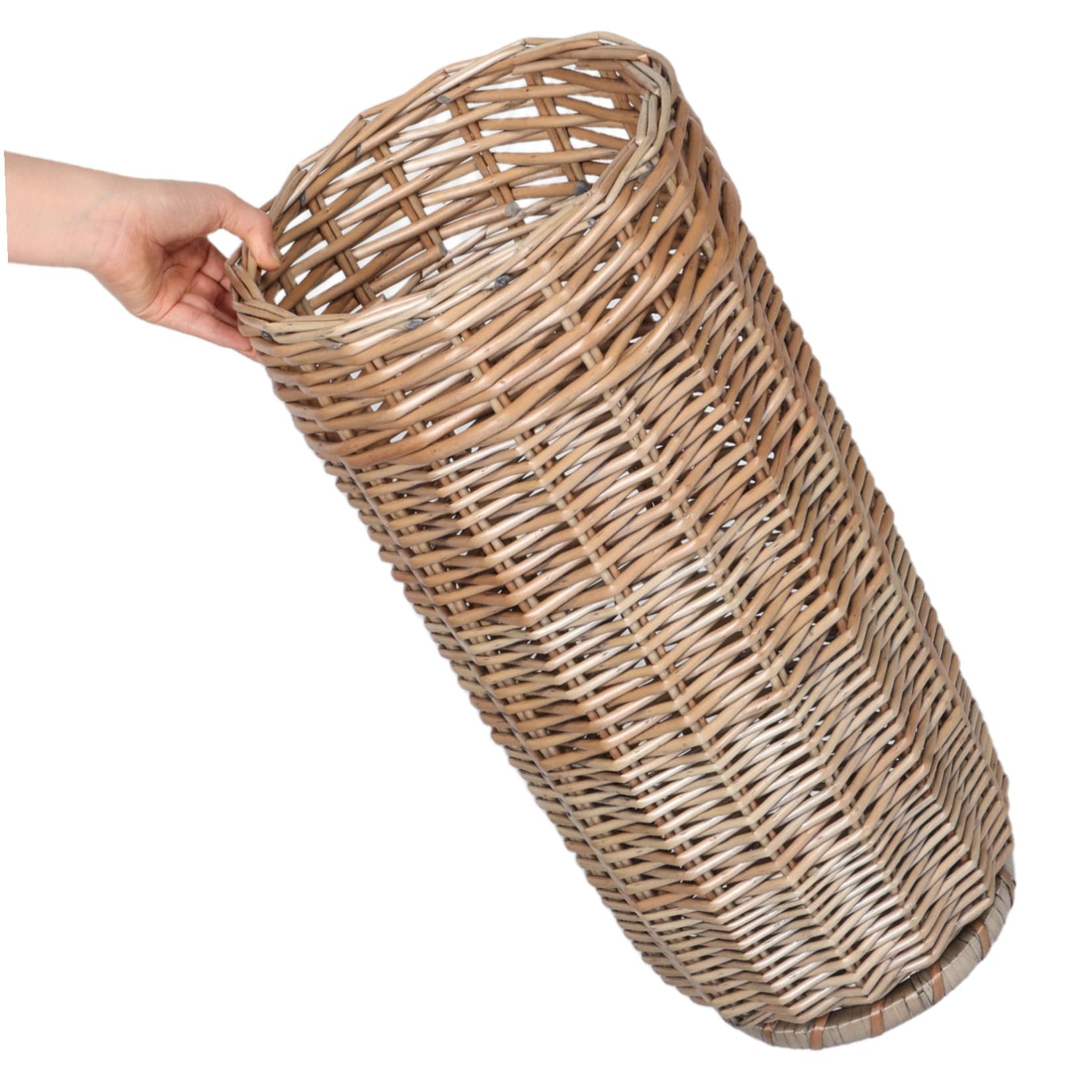 ORFOFE Freistehender Regenschirmständer aus Rattan für Eingangsbereich