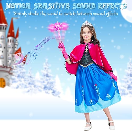 Miniatura 4 de EnrichFun Varita de copo de nieve congelada con sonido, sensible al movimiento, juguetes de princesa mágica para niños y niñas, recuerdos de fiesta,