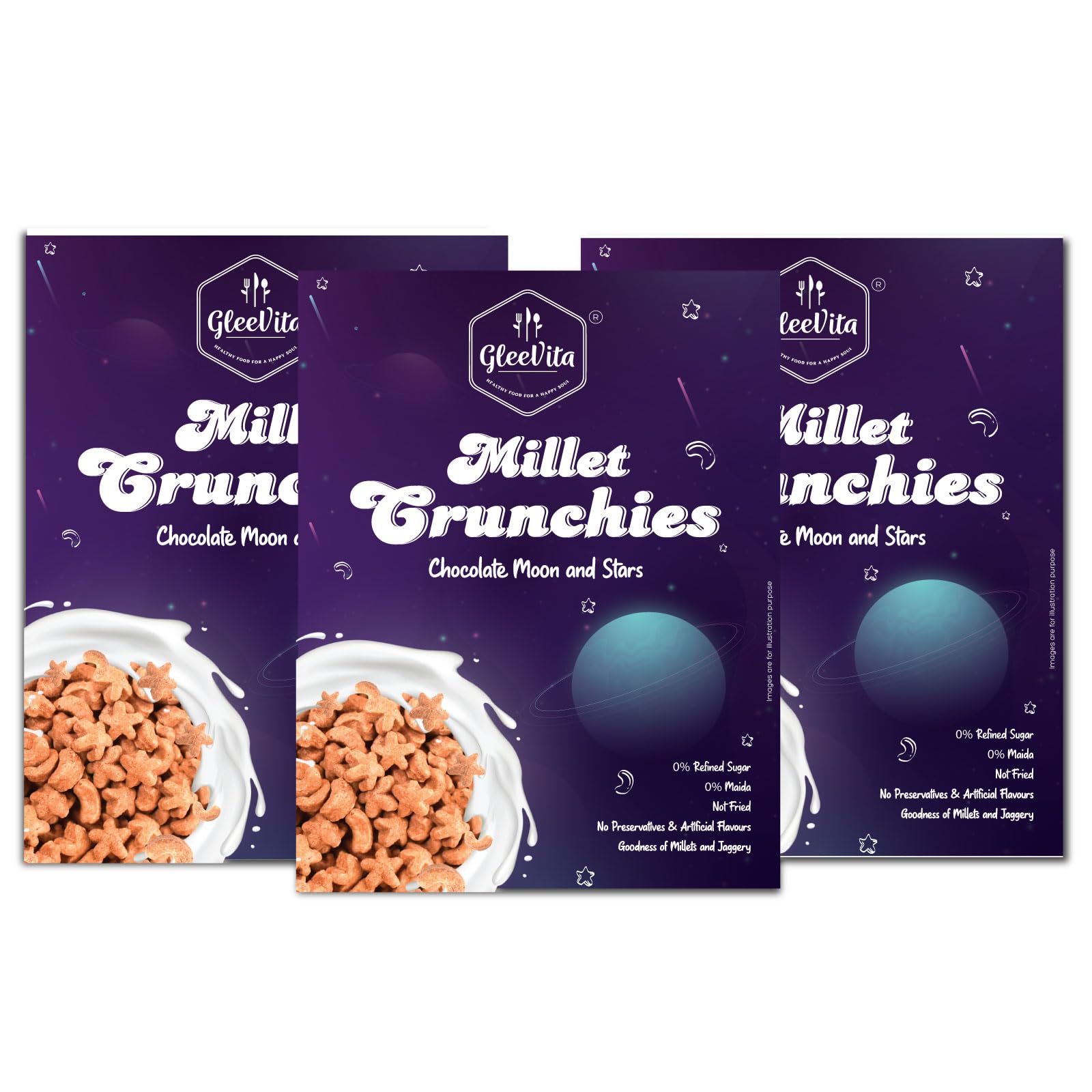 Gleevita Chocolate Moon and Star Millet Crunchies For Kids, 150g, Pack of 3 - healthy morning breakfast mix snacks, cereals, Instant, Ready to make food with Ragi, Jowar and Jaggery Flakes – Rich in protein, vitamins and minerals – Calcium, Iron, (B0CLTTTKRW) Amazon Price History, Amazon Price Tracker