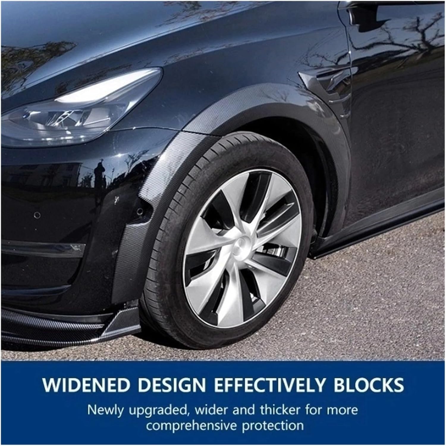 Wheel Eyebrow Arches Fender Flares Lip Protector Trims Mudguard Bright Matte Compatible for Tesla Model Y 2021-2024 Car Accessories(Black)