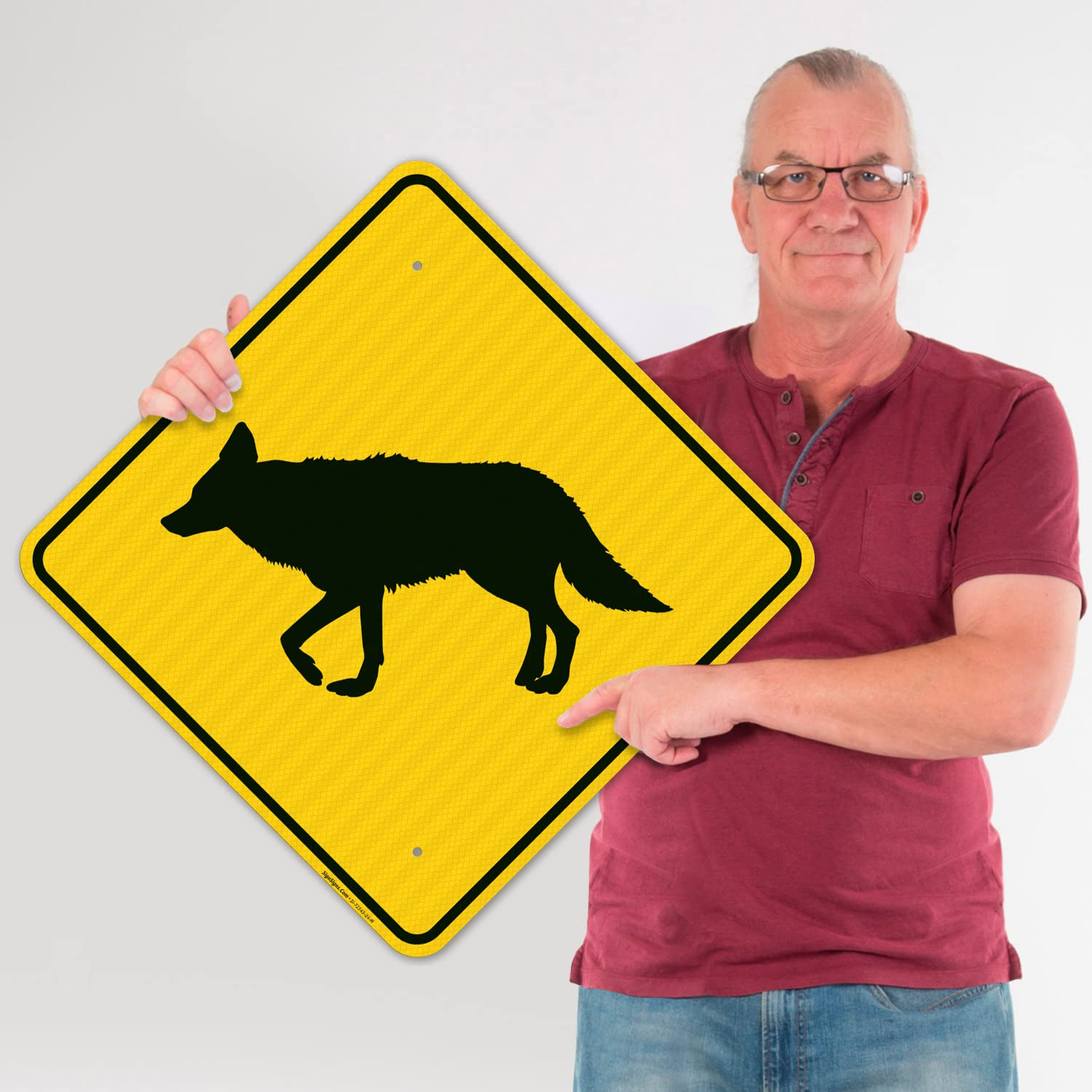 Coyote Crossing Sign, 24x24 Inches, 3M AEGP Reflective.063 Aluminum, Fade Resistant, Made in USA