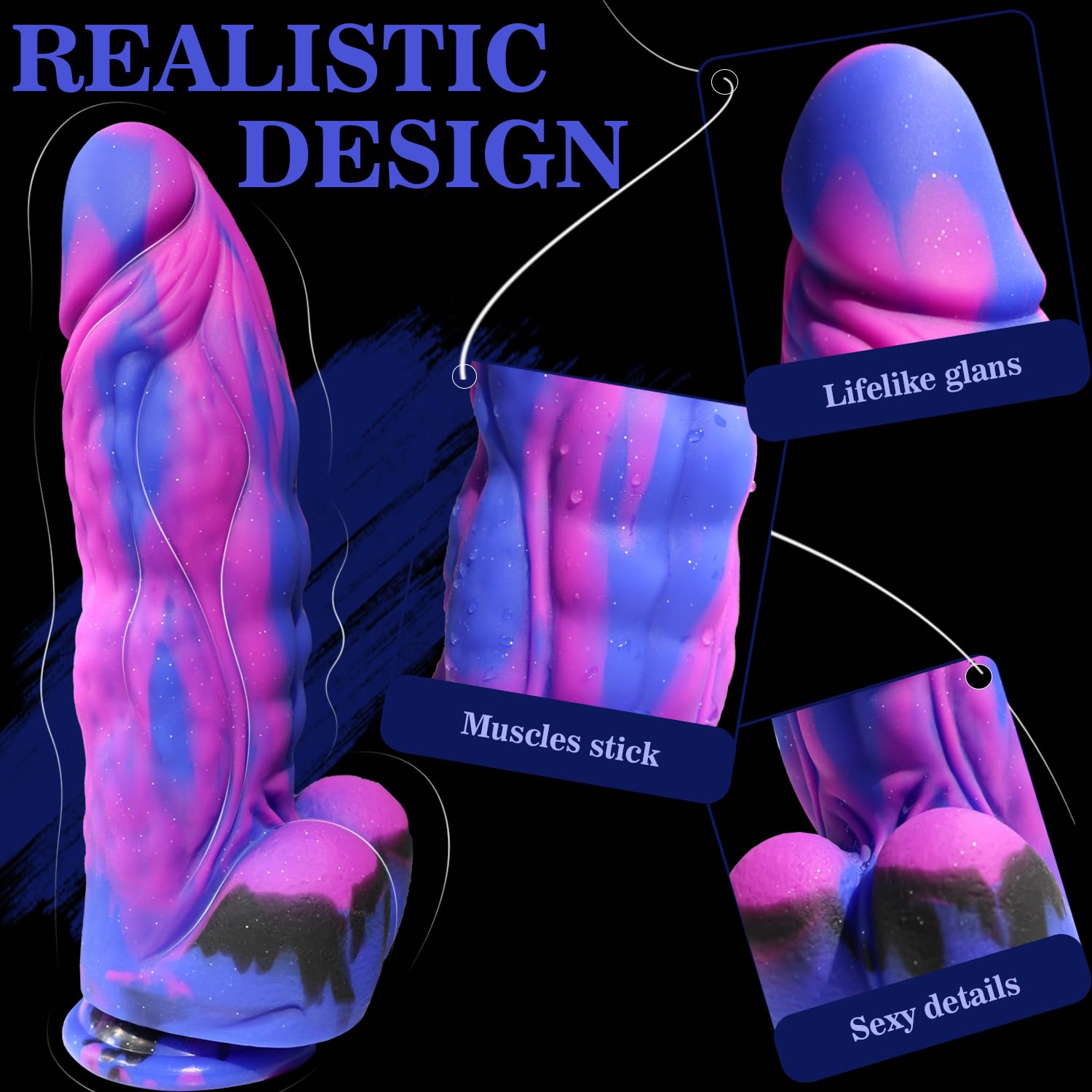 9.5'' Huge Fantasy Realistic Dildo,2.4'' in Diameter Thick G-spot Dildo,Soft Silicone Anal Dildo with Powerful Suction Cup,Adult Sex Toys for Women Men Gay Couple for Clitoral Vaginal Anal Stimulation