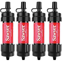 Sawyer Products SP1204 Mini Water Filtration System, Filter and Cleaning Plunger Only, 4-Pack, Red