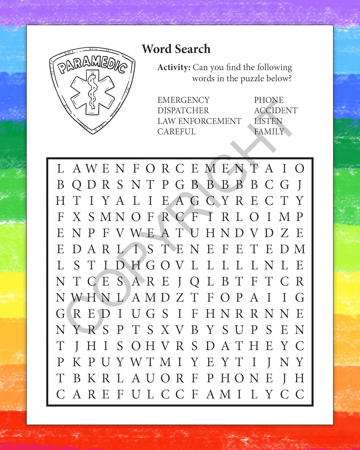 ZOCO – Learn About 911 – Coloring & Activity Books (25 Bulk Pack, with Crayons) – EMT, EMS Dispatcher, Police, Sheriff, Fire Department Handout for Kids
