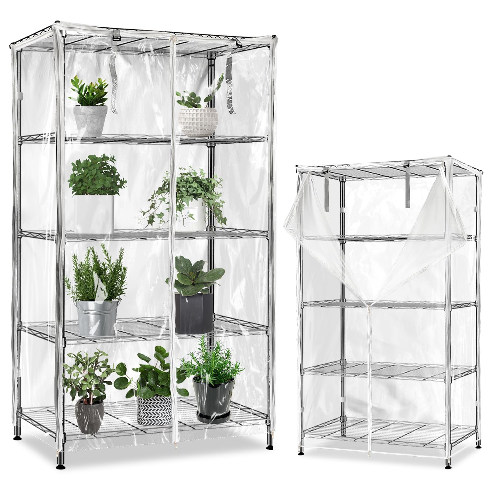 okcool Waterproof Shelf Cover,All Clear Wire Shelf Cover with Zipper,Transparent PVC Clearly Visible.(Fits 48" Wx18 Dx72 H Shelves)