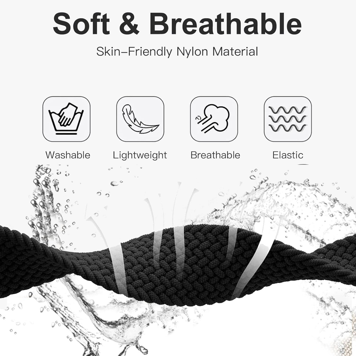 2 Pack Braided Stretchy Nylon Watch Bands Compatible with Amazfit Bip 6/Bip 5/GTR 4/3 Pro/3/2/ 2e/Balance/Cheetah, 22mm Loop Elastic Fabric Straps for Amazfit GTR 47mm Women Men - Image 5