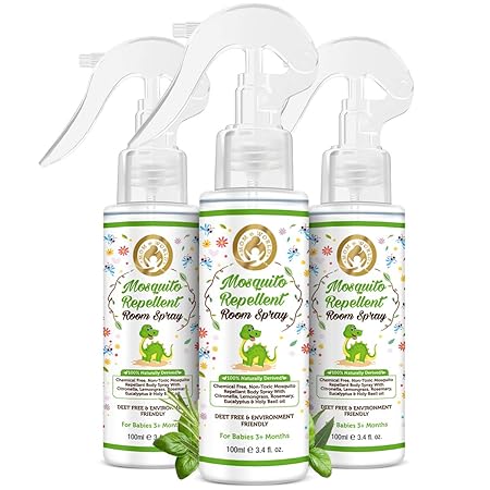 Mom & World Baby Mosquito Repellent Room Spray 100ml - 100% Naturally Derived - Pack Of 3