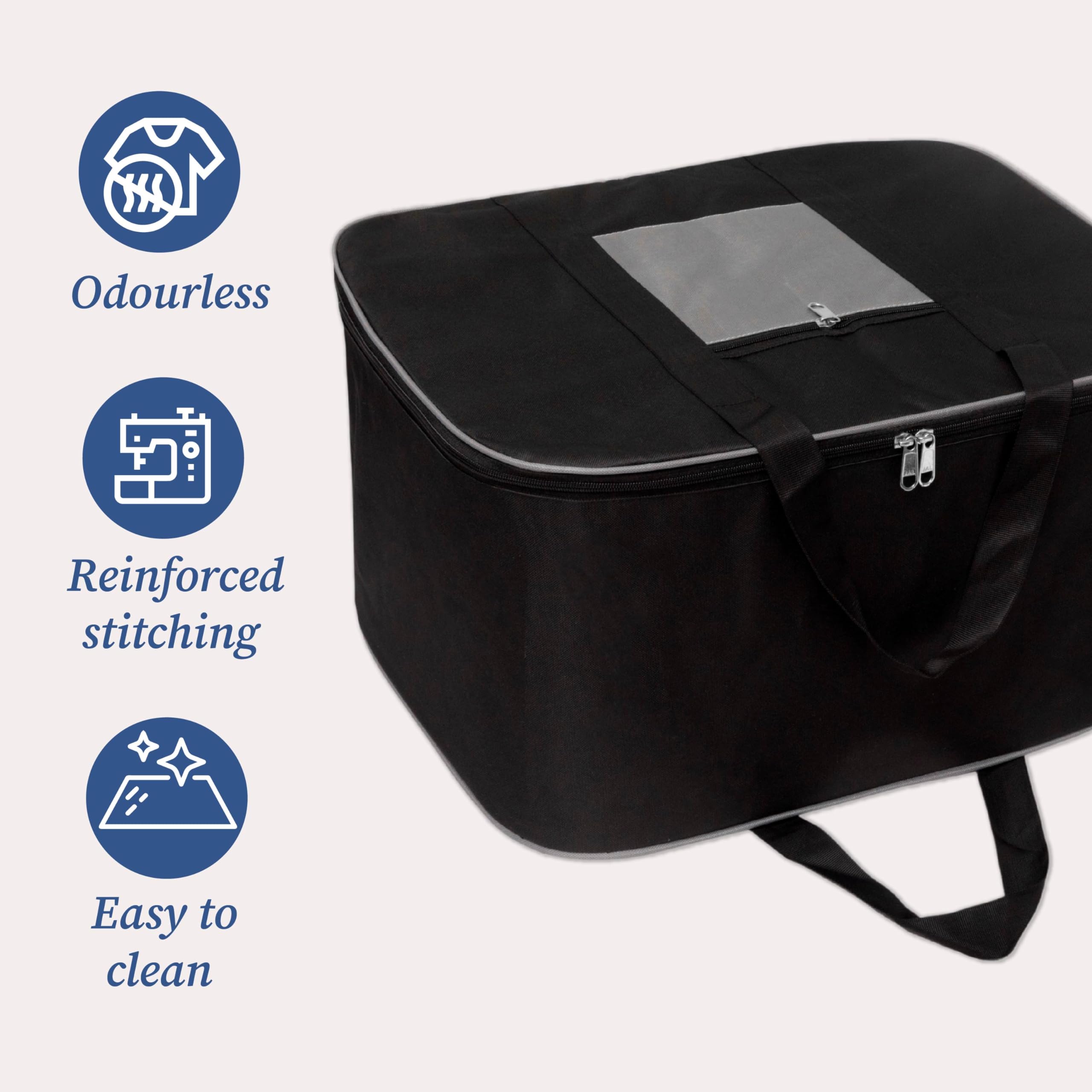 HomeStrap Bolsa de almacenamiento grande de nailon para debajo de la cama, funda organizadora para ropa, mantas, colchas, zapatos y libros con asa y cierre de cremallera, capacidad de 70 litros, negro