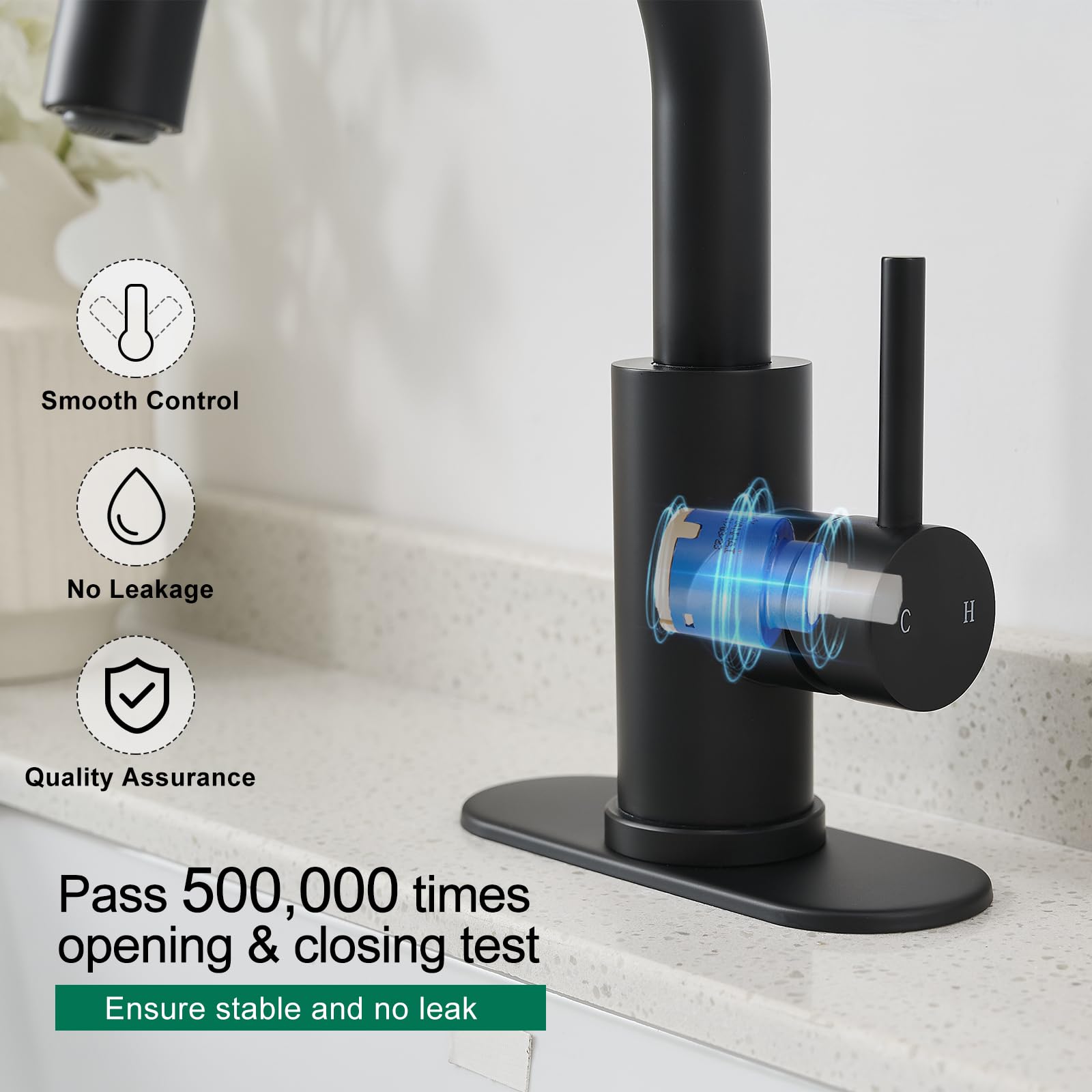 VOTON Bar Sink Faucet Bathroom Kitchen 360 Rotatable Faucet Matte Black Single Hole Bathroom Faucets Modern Small Mini — view 5