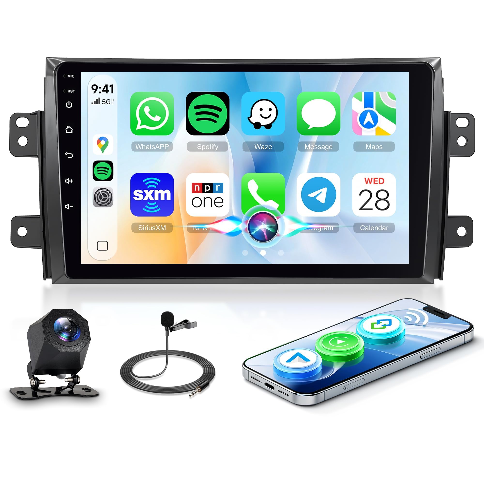 1G 32G Android Car Stereo for Suzuki SX4 2006-2013 with GPS Navigation, Rimoody 9 Inch Touch Screen Car Radio with Bluetooth FM Radio WiFi Mirror Link + Backup Camera-image-8