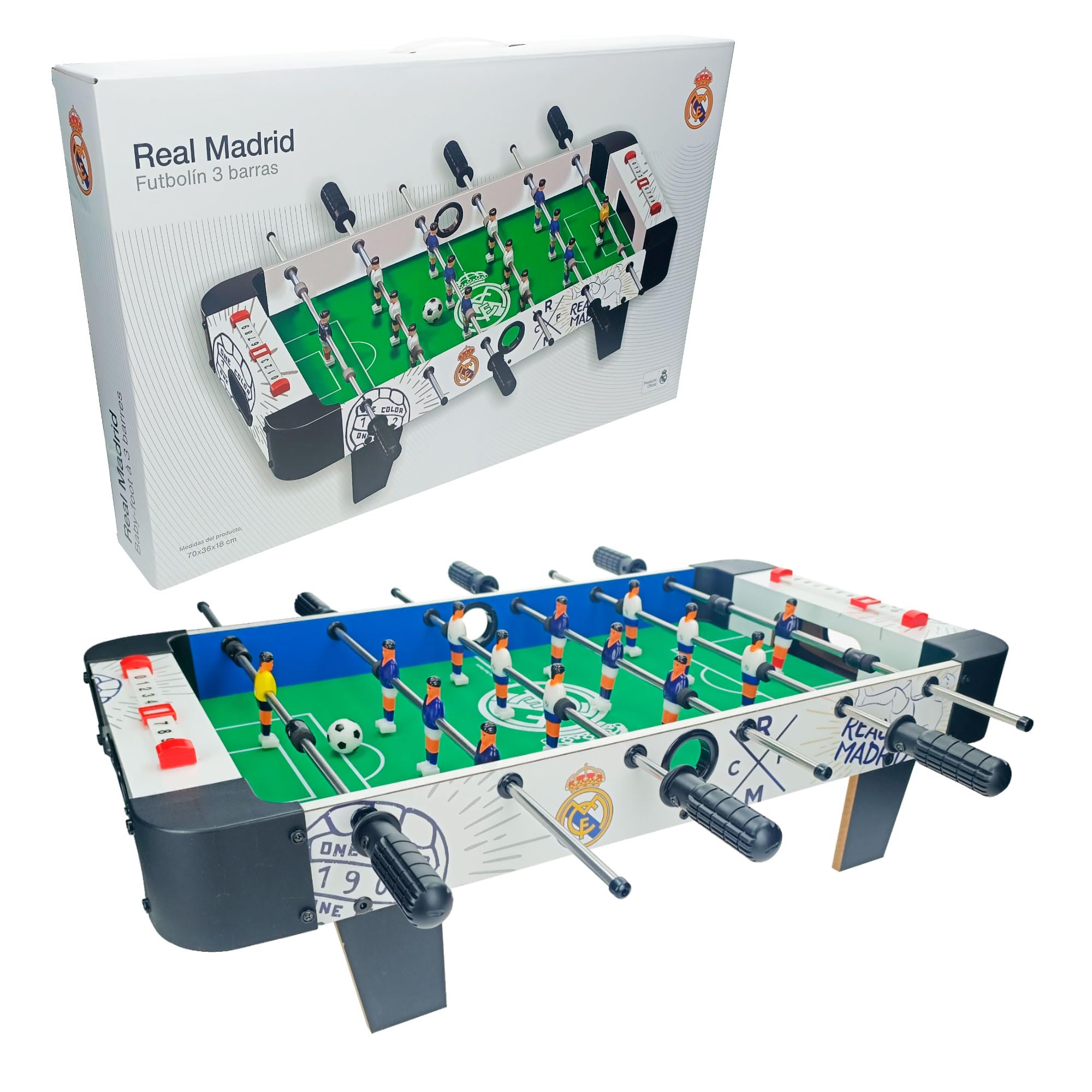 Futbolín de Juguete Real Madrid, 3 Barras (6721) Reig 70x59x23cm