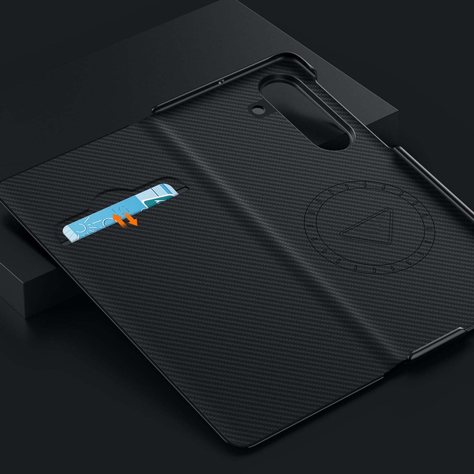 Etui z klapką do Samsung Galaxy Z Fold 7, smukłe, lekkie, luksusowe etui biznesowe z przegródką na karty, magnetyczne włókno węglowe, skórzane etui (fioletowe)