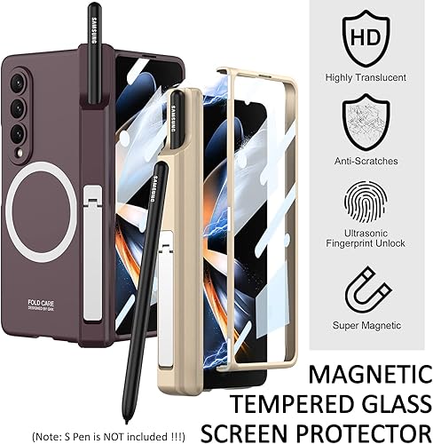 Miniatura 5 de Miimall - Funda para Samsung Galaxy Z Fold 4 con soporte para bolígrafo, protector de pantalla integrado, soporte y funda de protección de bisagra