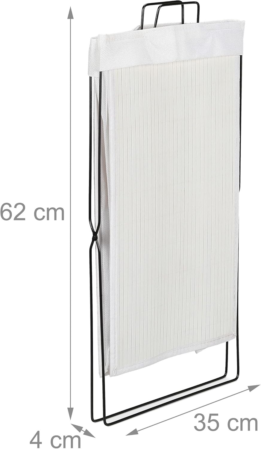 Relaxdays Laundry Hamper, 50% Bamboo 30% Polyester 20% Steel, White, 61x38x22cm