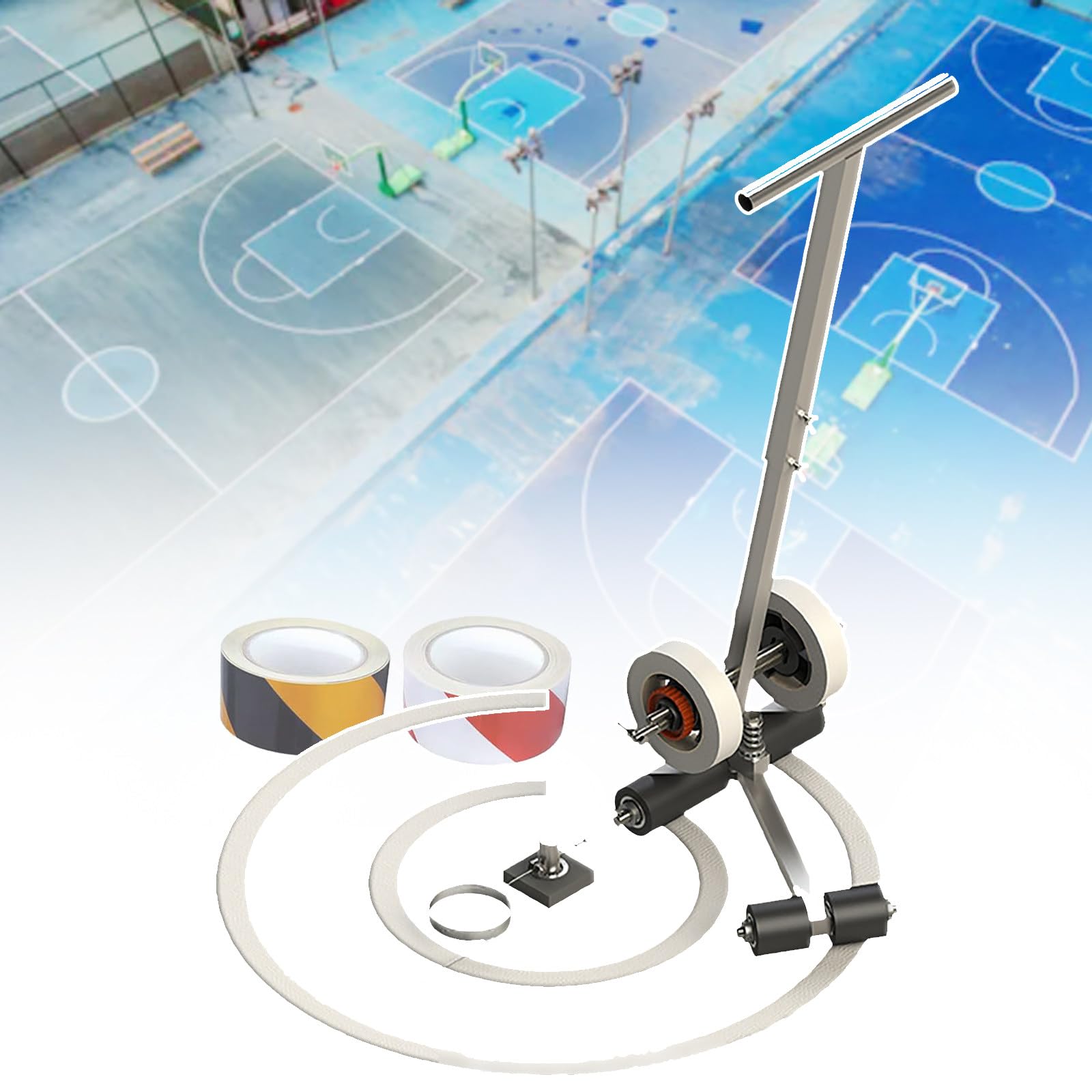 GLETSF Manual Court Line Marking Machine, Manual Floor Tape Applicator, Court Line Marking Machine, Adjustable Width 3 to 15 cm, Allows Draw Lines and Circle,Set
