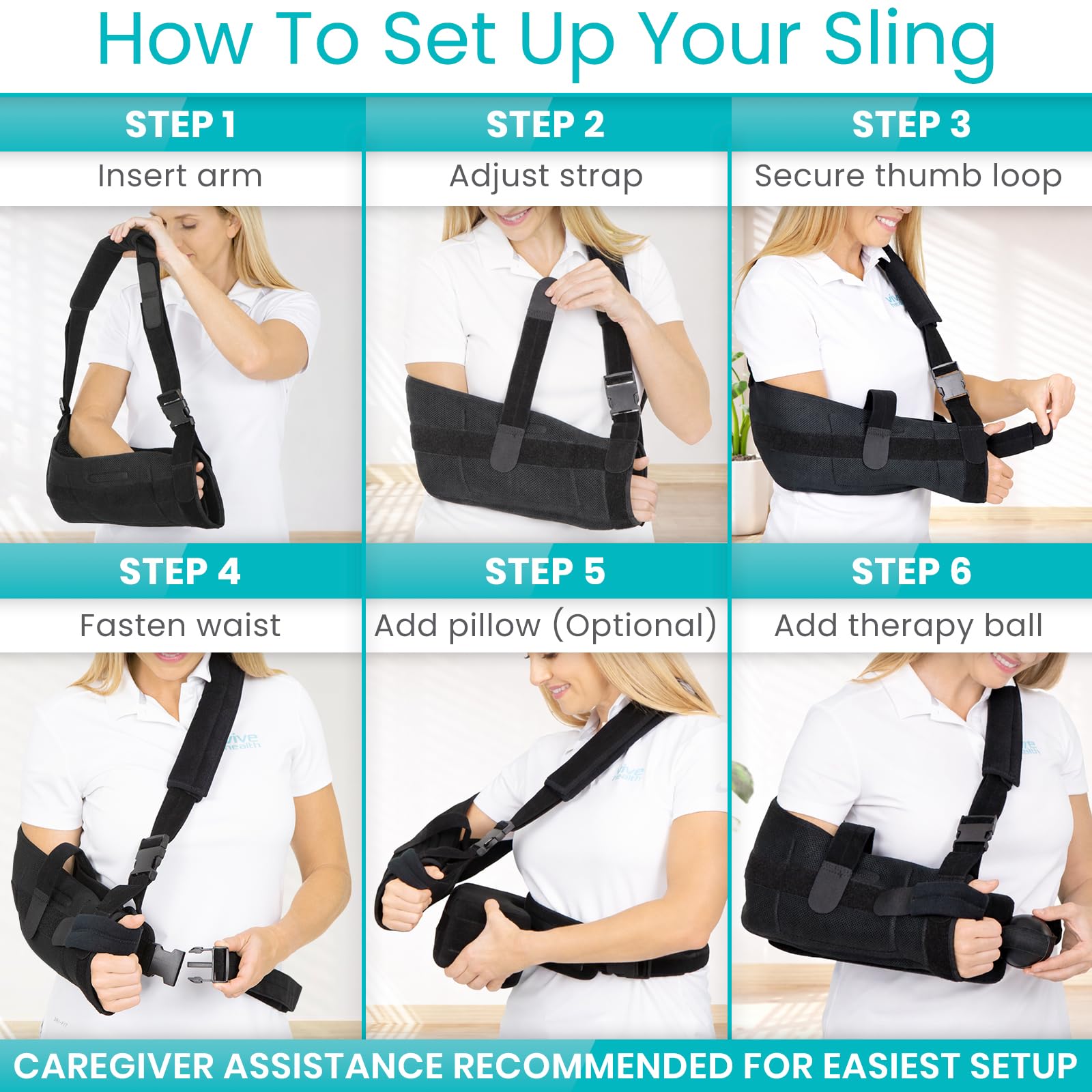 Vive spalla abduction sling - immobilizer per lesioni support - sollievo dal dolore del braccio cuscino per cuffia dei rotatori, sublexion, chirurgia, dislocated, broken arm - brace nero