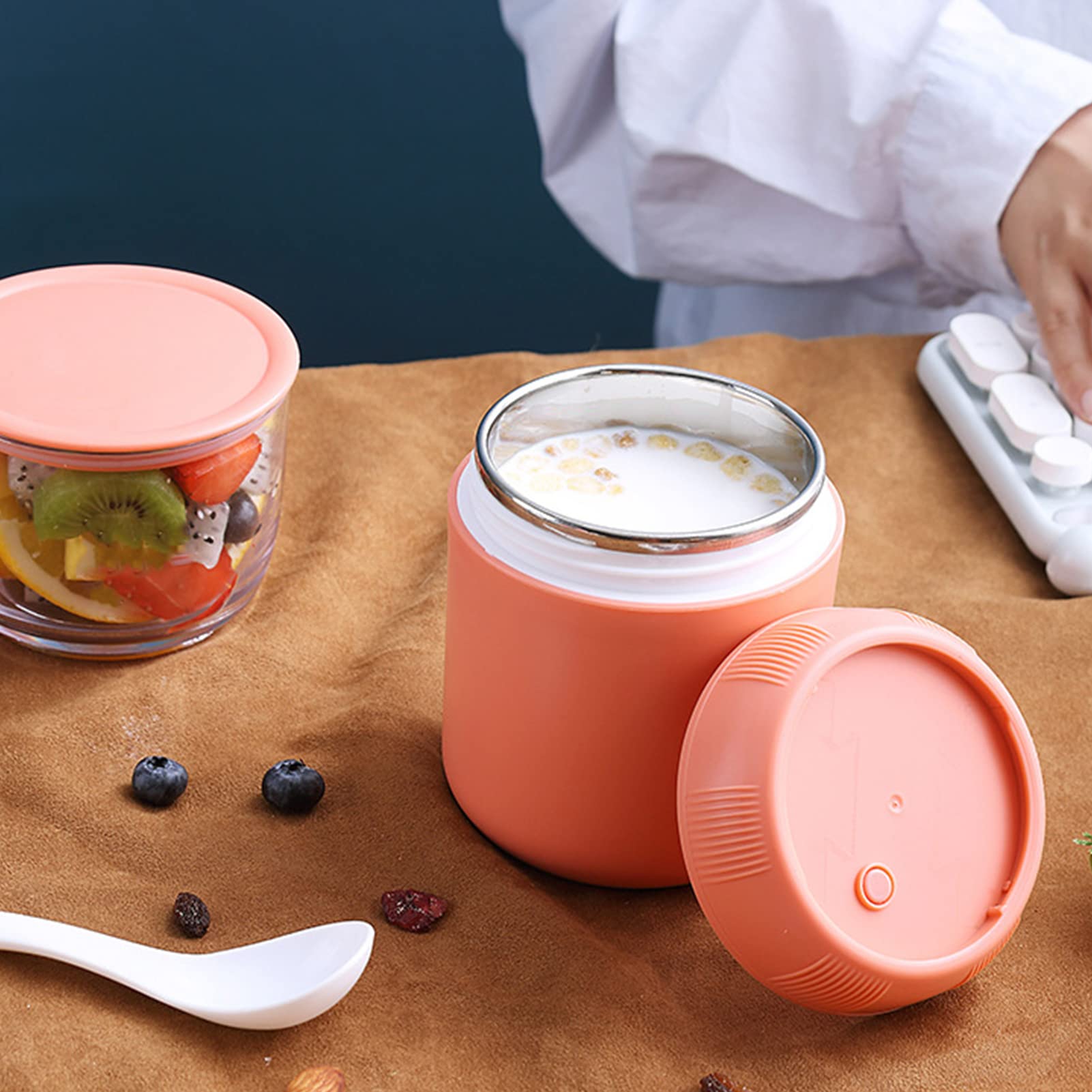 Tasse à Céréales Double Couche HOTUT 560ml - Séparation Sèche/Humide, Pour Yaourt, Avoine | Rose, Lavable Micro-ondes
