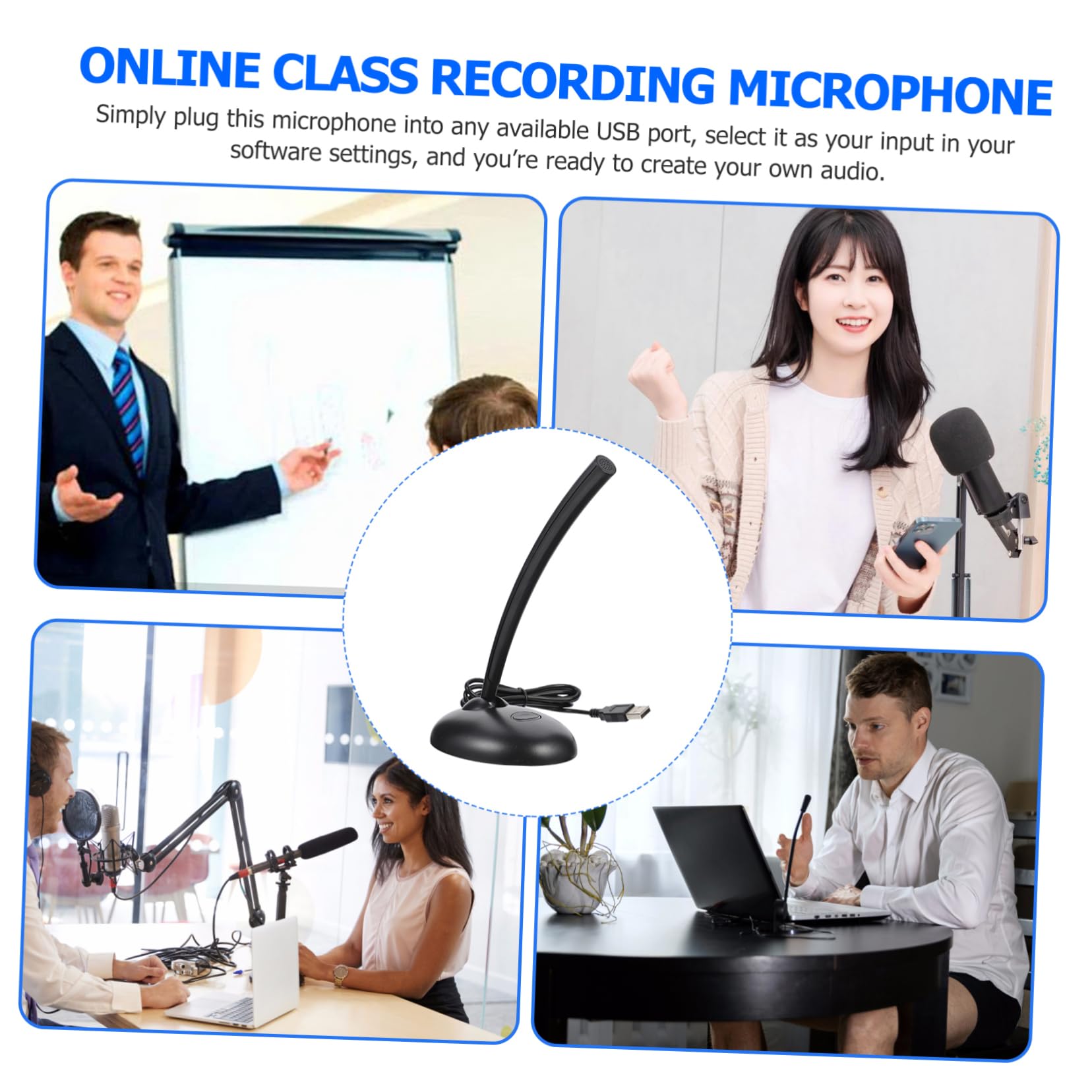 NUOBESTY USB Desktop Microphone for Gaming and Recording Compact Design Plug Play Convenience for Home Office and Live Broadcasting Compatible Laptop