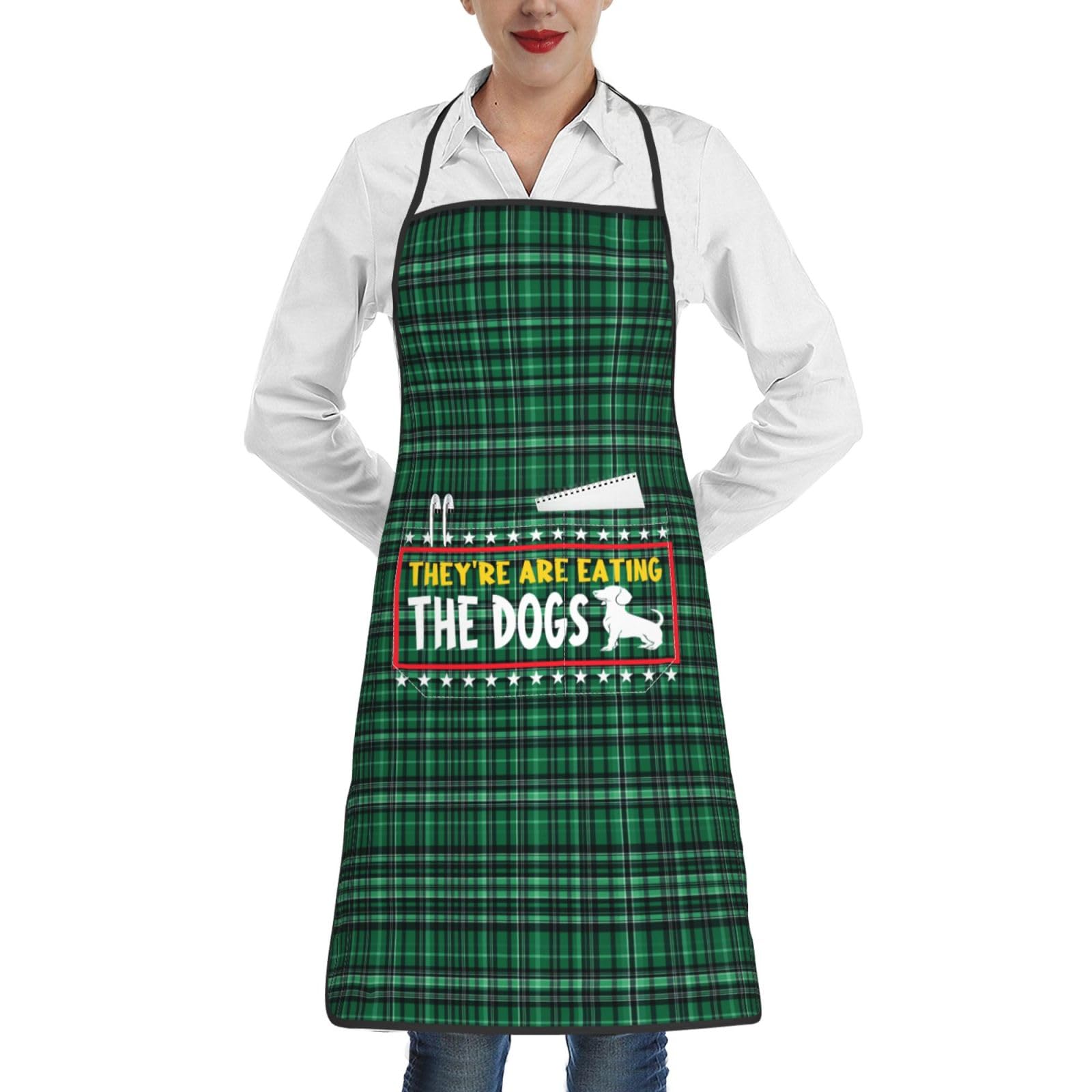 nopicsn They're Eating The Dogs Apron for cooking with Pockets Women Men Kitchen Chef Funny Aprons