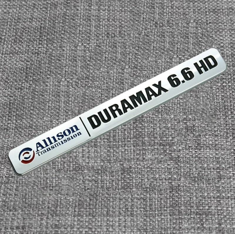 Image of 2Pcs Allison Transmission 6.6Hd 6.6 Hd Emblems 3D Badge Decal Compatible with Dura-max 2500Hd 3500Hd Silverado Sierra Truck (Chrome Black)