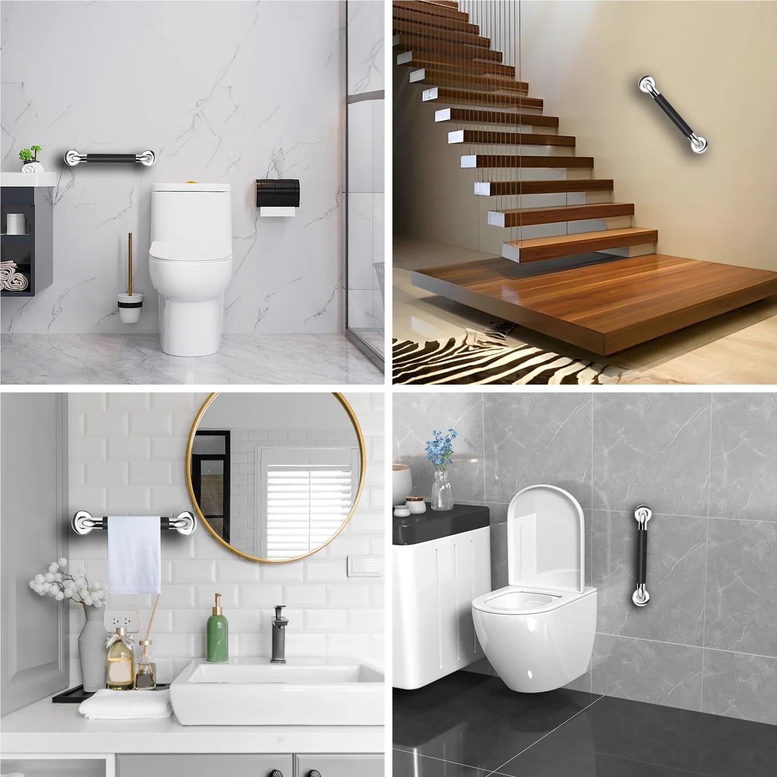 agarraderas baño Pasamanos de Ducha para Inodoro, Barra de Agarre para bañera, Antideslizante, Evita caídas para Personas Mayores, Mango de Seguridad(50cm Stainless Steel)