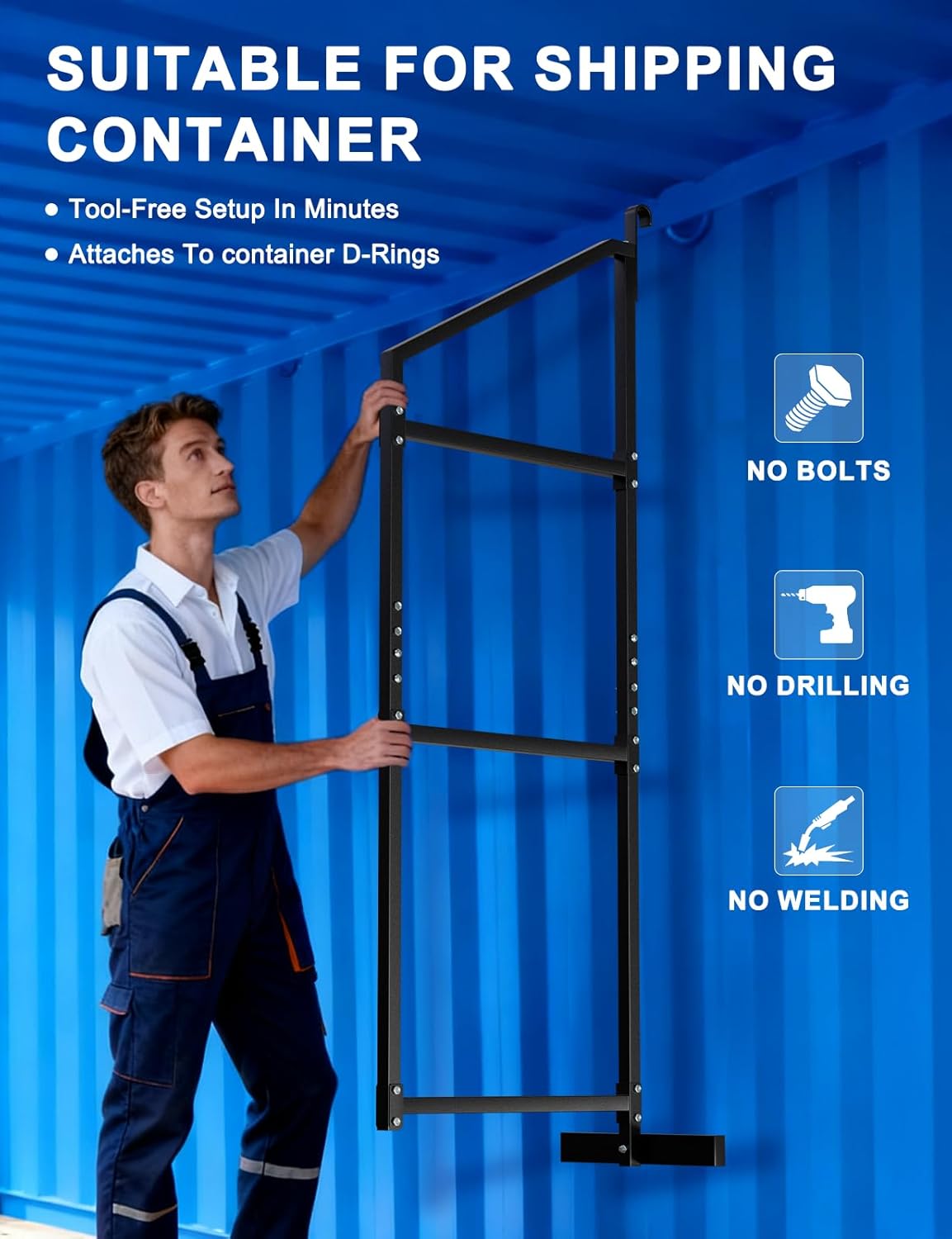 sogiv 2 Pack 3-Tier Shipping Container Shelving Bracket with 64"(H) X 19"(D), Heavy-Duty Powder-Coated Steel Cargo Shelves, Shipping Cargo Shelves Universal for Heavy Duty Trailer Containers