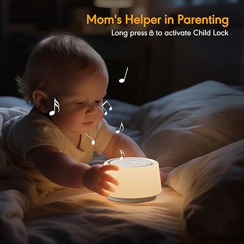Miniatura 6 de Máquina de ruido blanco con luz nocturna, 30 sonidos relajantes, máquina de sonido portátil para bebés y adultos, luz nocturna de 10 colores, 5