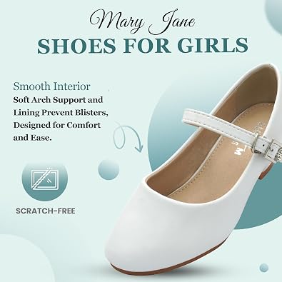 EIGHT KM Toddler Shoes - High Heels Kid Shoes - Multi Sizes & Colors for Ages 3-13 Years - Mary Jane Shoes for Girls Wide Fit Little Girl Dress Shoes - Party Wedding Shoes - Princess Baby Girl Shoes