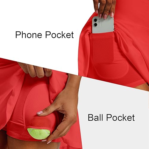 Miniatura 3 de Falda de tenis plisada de cintura alta para mujer, ligera, atlética, con pantalones cortos de golf con 4 bolsillos