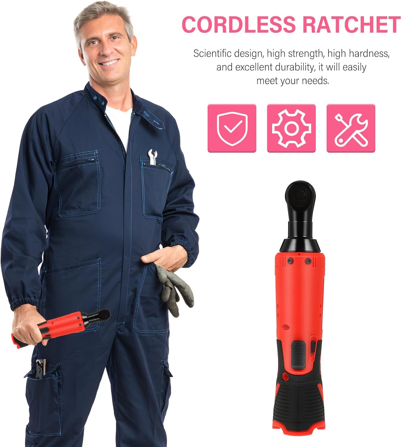 NOLITOY 90-degree Cordless Electric Ratchet Wrench 12v 3/8 Inch Lithium-ion Battery-free Car Repair Tool for Mechanics and Vehicle Maintenance