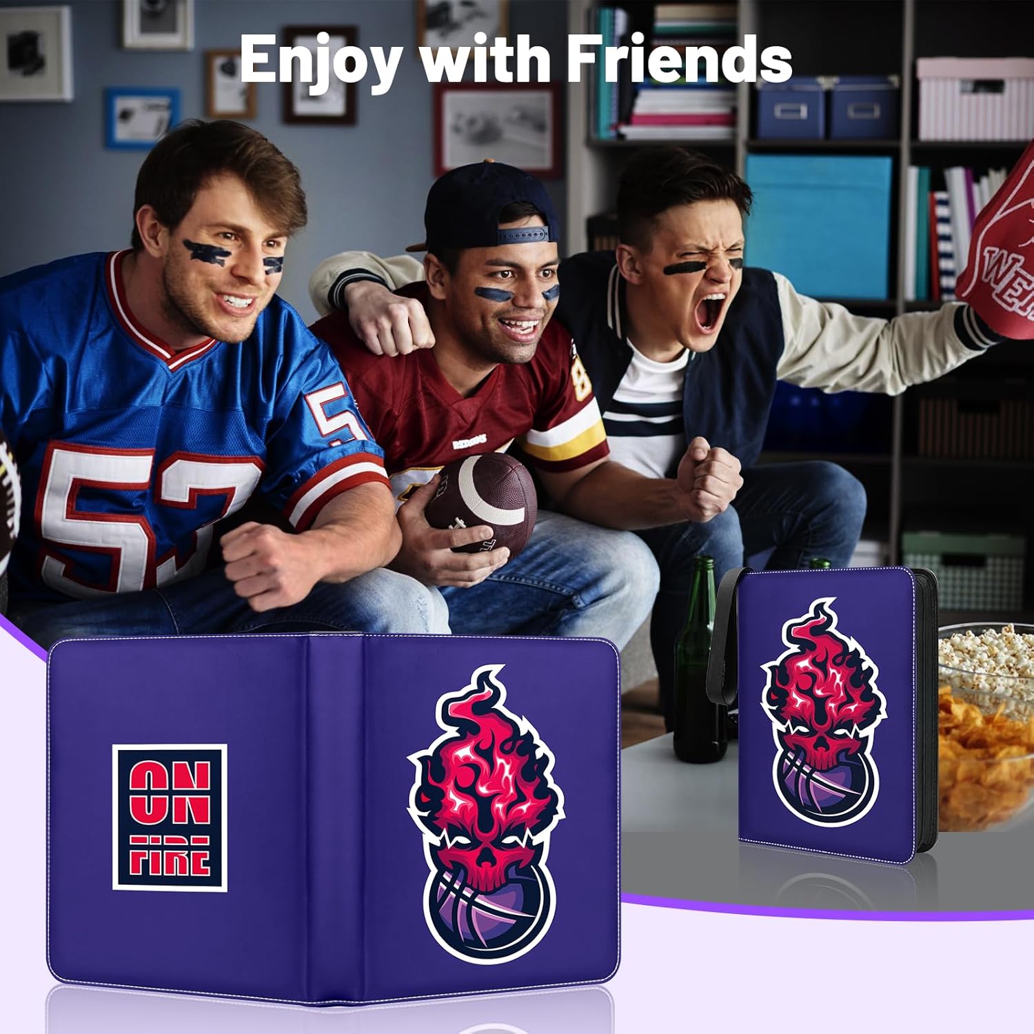 Basketball Card Binder, Trading Sports Card Binder Holder 900 Pockets with 50 Removable Pages, 9 Pocket Collector Album Storage Double Sided,Folder Book Case Gift for Boys And Girl (Purple)