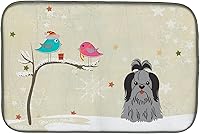 Vista 8 de Caroline's Treasures BB2508DDM - Tapete de secado de platos de perro de montaña bernés con regalos de Navidad entre amigos, tapete absorbente