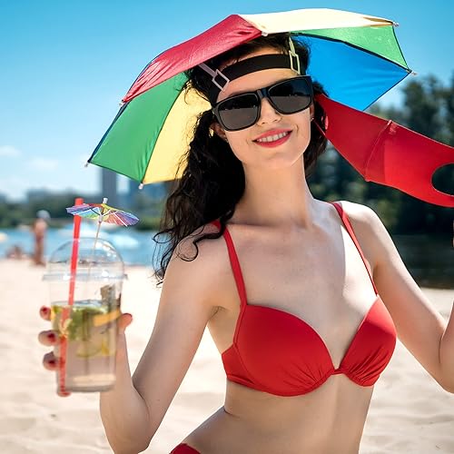 Miniatura 6 de Hoolerry 150 piezas de paraguas de bebida arco iris, palillos de dientes coloridos para copas de cóctel, palillos de papel arcoíris coloridos para