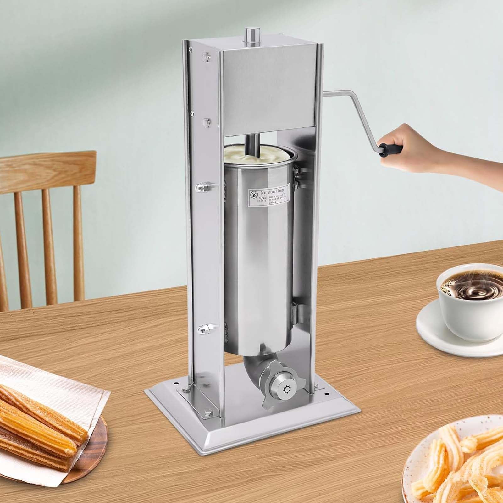 Machine à Churros Professionnelle, 5 L, En Acier Inoxydable, Pour La Fabrication De Churros Et Donuts Espagnols, Robuste, Verticale De Comptoir, Double Vitesse, Avec 4 Buses