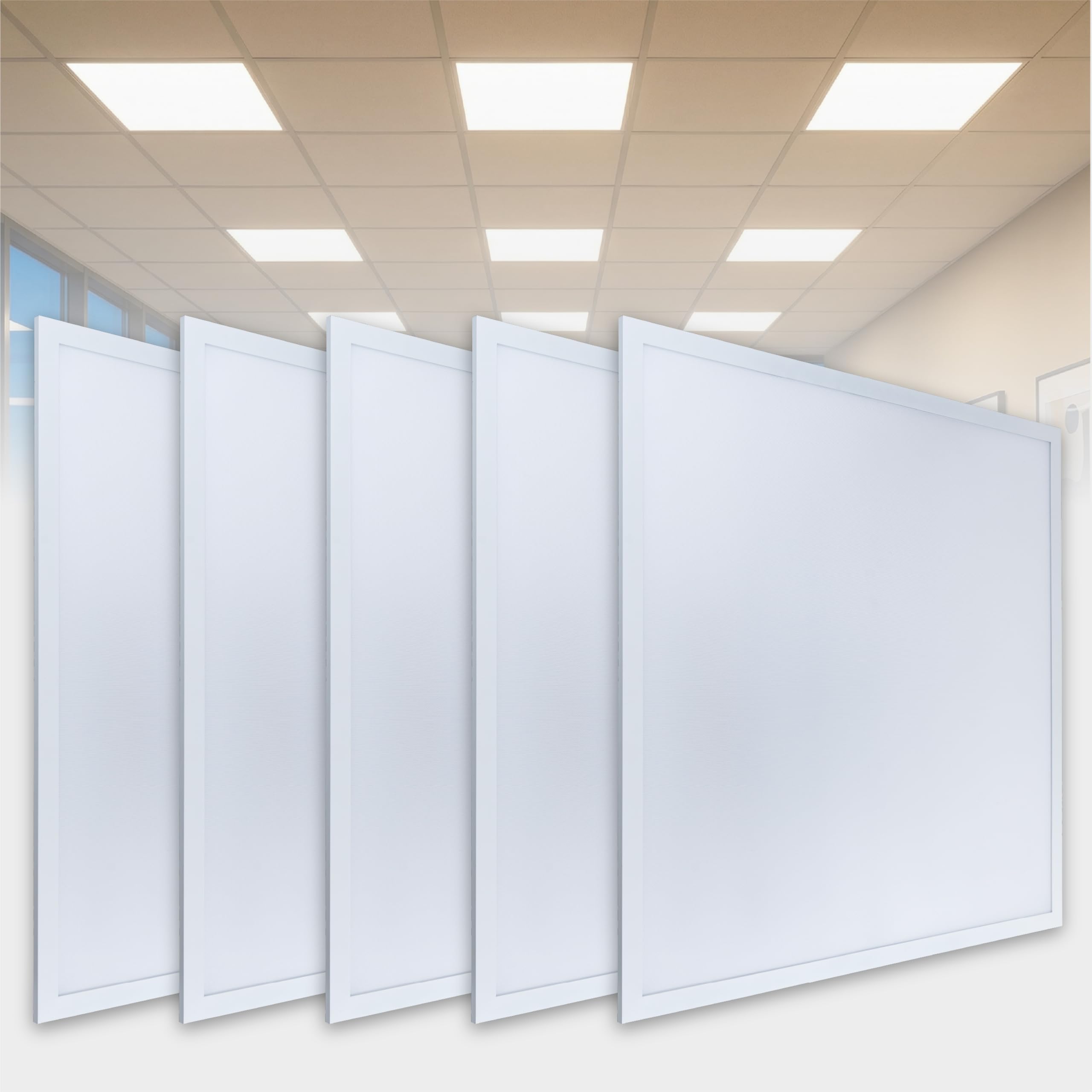 Proventa 30W LED Panel 62x62 cm (5er Set) – UGR<19 BAP-konform & 4.500 Lumen (150lm/W) – Marken-Netzteil & 100.000h – Flimmerfreie Rasterleuchte Neutralweiß 4000K
