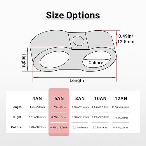 Miniatura 26 de EVIL ENERGY Abrazadera separadora de manguera 4AN, abrazadera de montaje de línea de combustible AN4, aluminio negro, 10