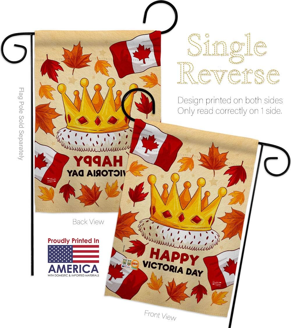 Happy Victoria Day Garden Flag Set Wall Holder Regional Canada Canadian Territories Region Country Particular Area Small Decorative Gift Yard House Banner Made In USA 13 X 18.5
