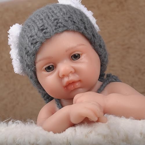 Miniatura 2 de Muñecas de bebé Reborn de silicona de cuerpo completo con ojos abiertos de 15.3 pulgadas, realista de silicona, simulador de bebé recién nacido,