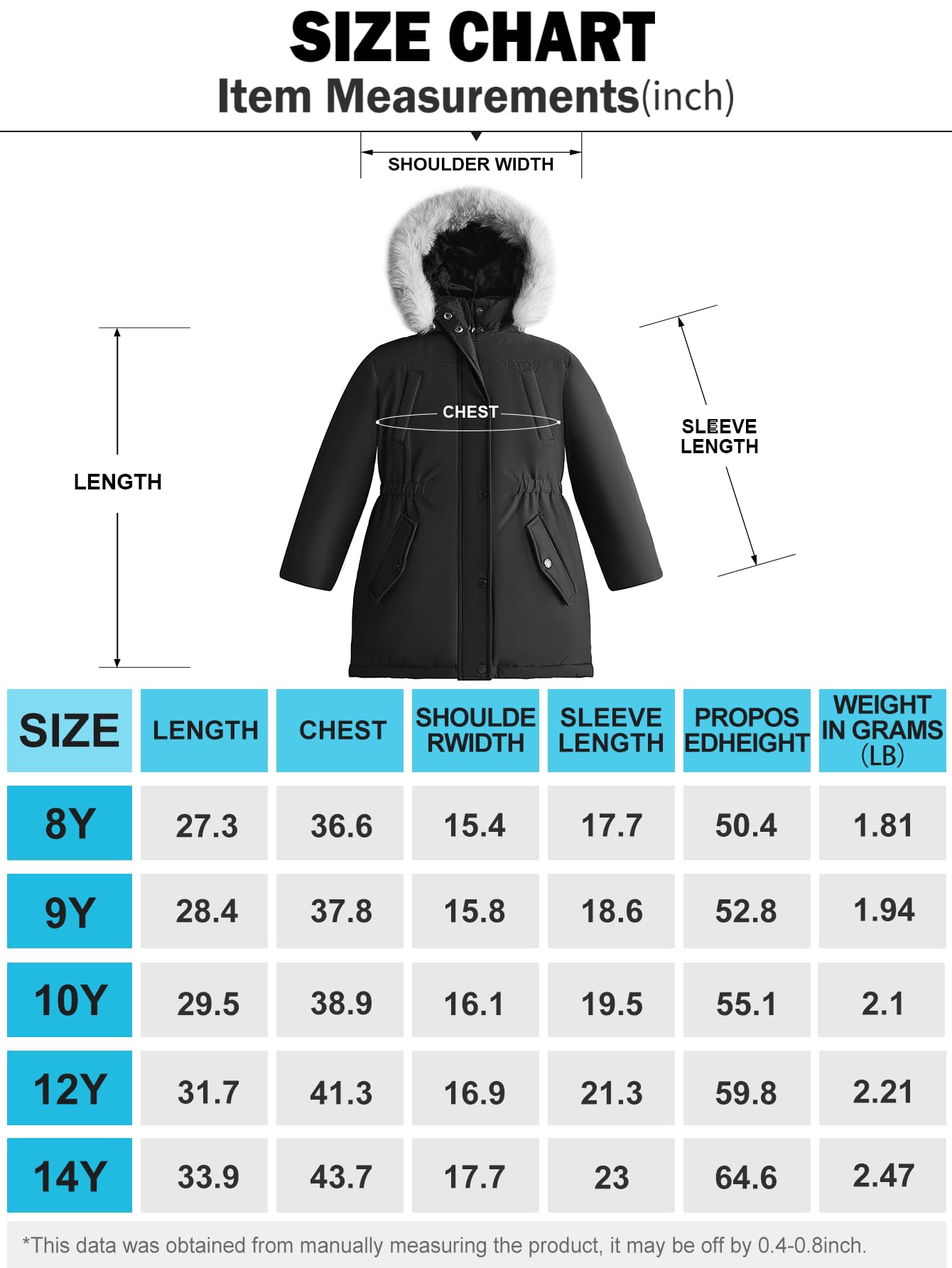 maoo garden Abrigo de Invierno para Niñas Parka Impermeable para Nieve con Capucha de Pelo y Revestimiento Pesado