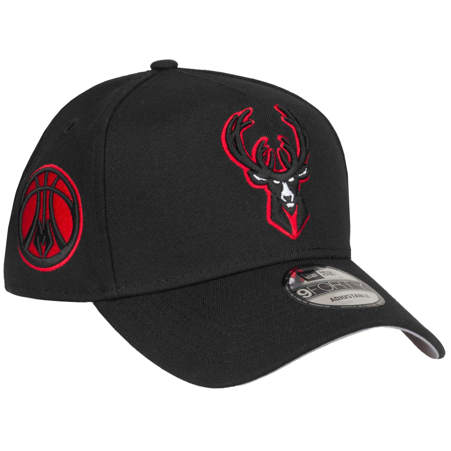 New Era Unisex Black 9Forty A-Frame Snapback Cap - Milwaukee Bucks - One Size