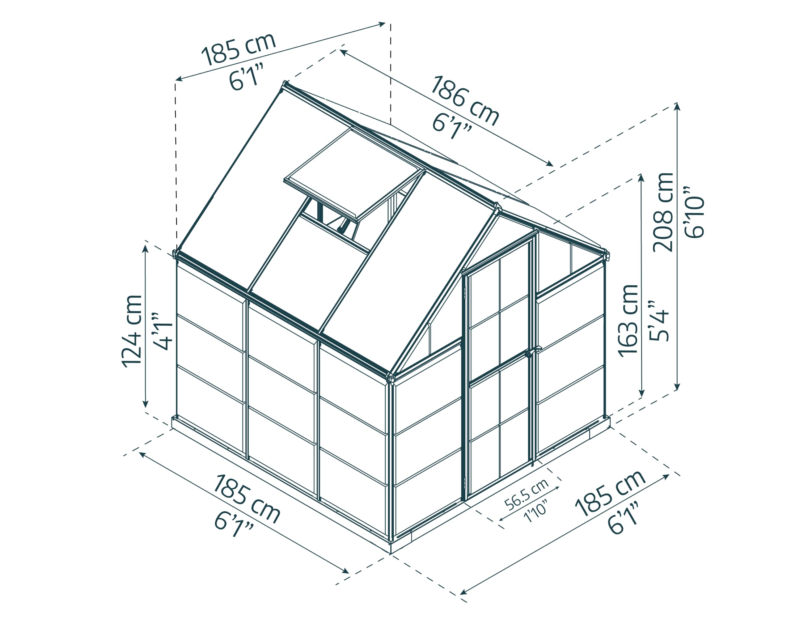 Palram - Canopia | Hybrid Gewächshaus, grün in cm 190x185x209 (LxBxH) klare Seitenwände