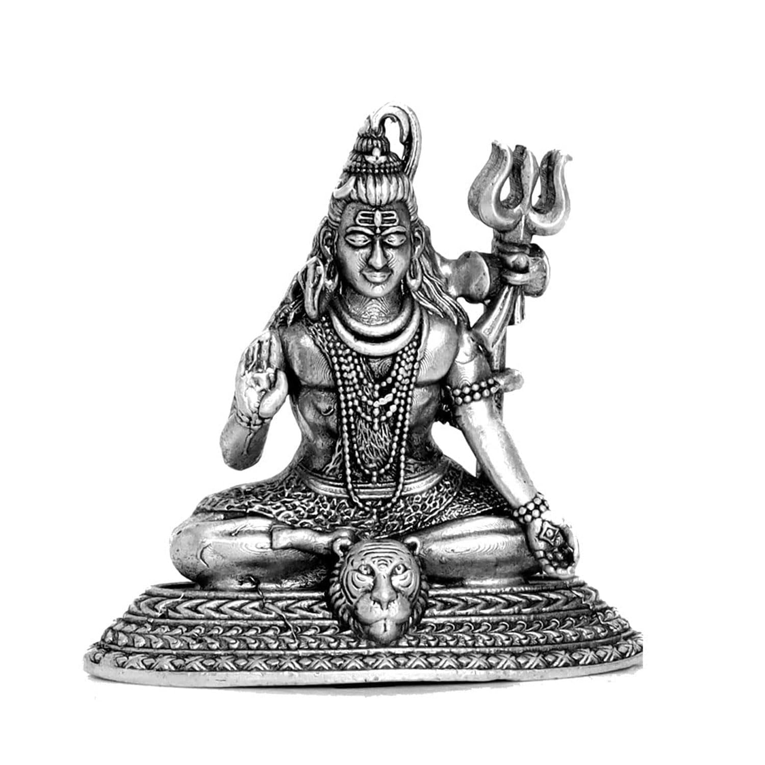 SHIJPIK 92.5 Pure Silver Mahadevji Idols (5x5 cm), Home Decor,Silver Idols of Gods, Murti, Suitable to Store in Pooja Room, Office, Home/Best for Gifting/Shivji - VIS0052