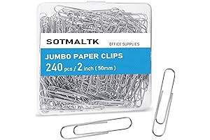 240 Count Premium Jumbo Paper Clips - 2 Inch Large Silver Paperclip