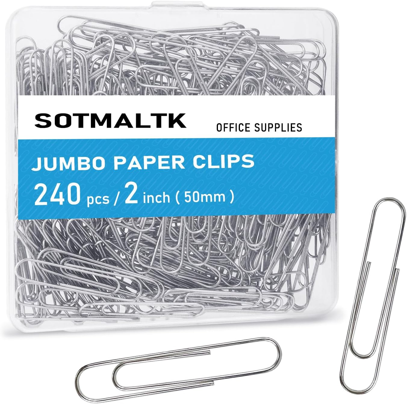 240pcs Jumbo Paper Clips, 50mm Large Silver Paper Clip, Big PaperClips for Paperwork Office School and Personal Use