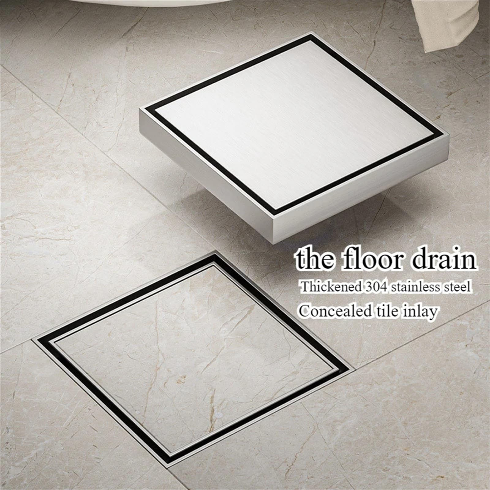 Desague Ducha Baño Oculto con Incrustaciones de ladrillo Drenaje Piso Acero Inoxidable 304 Engrosado Disponible en hoteles