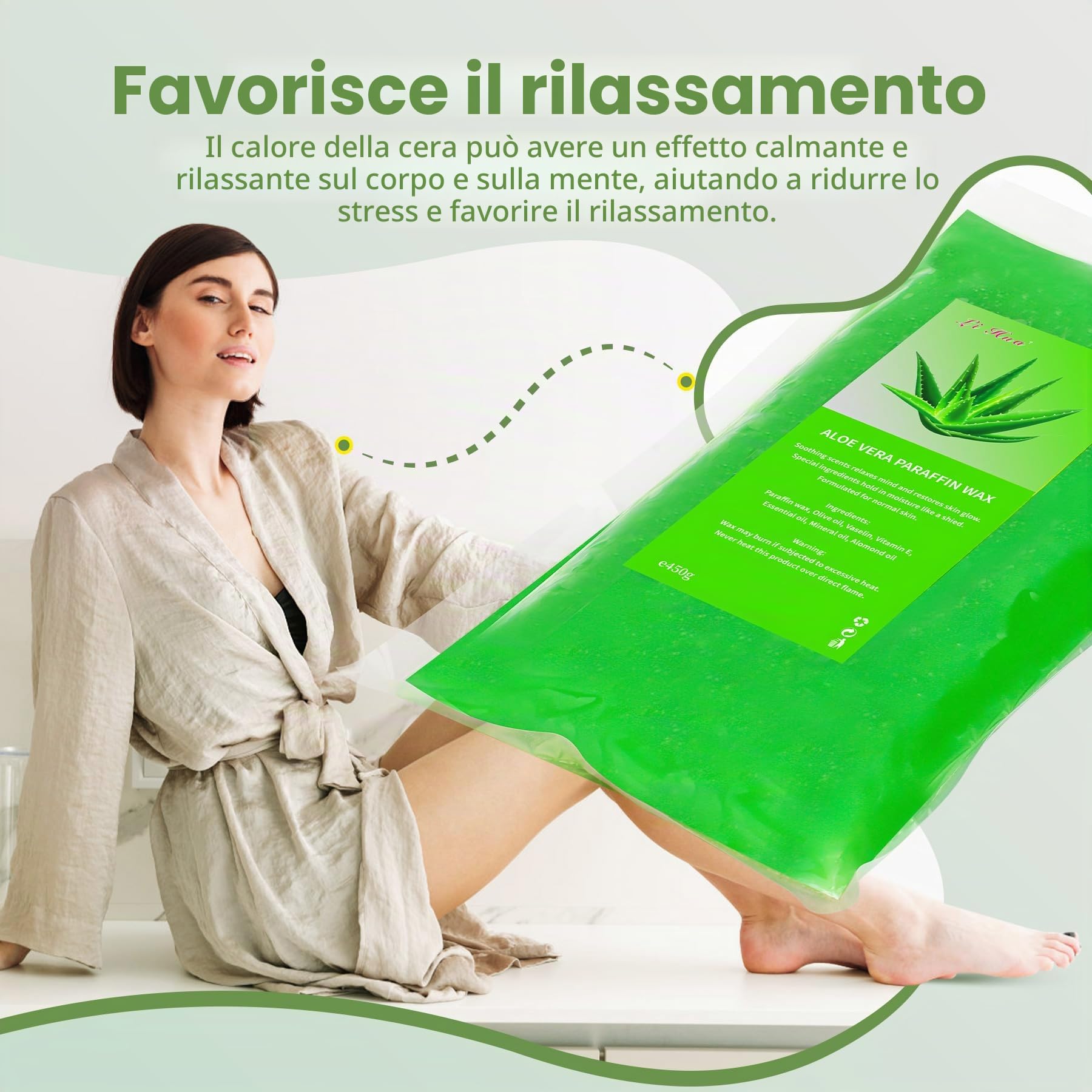6 Confezioni Cera di Paraffina, 2700g Aloe Vera Ricarica di blocchi di cera di paraffina per il bagno di paraffina di mani e piedi, allevia l'affaticamento muscolare, idrata e nutre